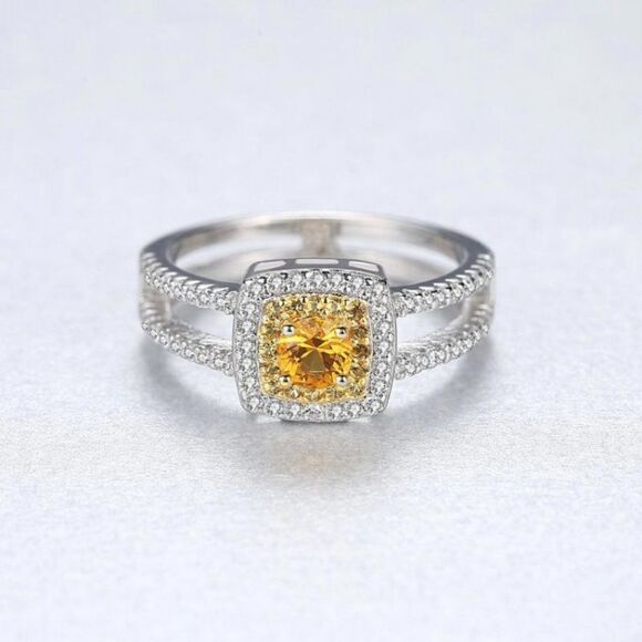 Stamped .925 Sterling Silver & Topaz w/ Pave CZ and Double Band- Sizes 8&9 - Picture 3 of 6